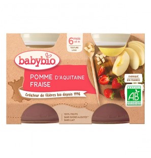 BabyBio petits pots bébé Pomme d'Aquitaine-Fraise Bio - Dès 6 mois