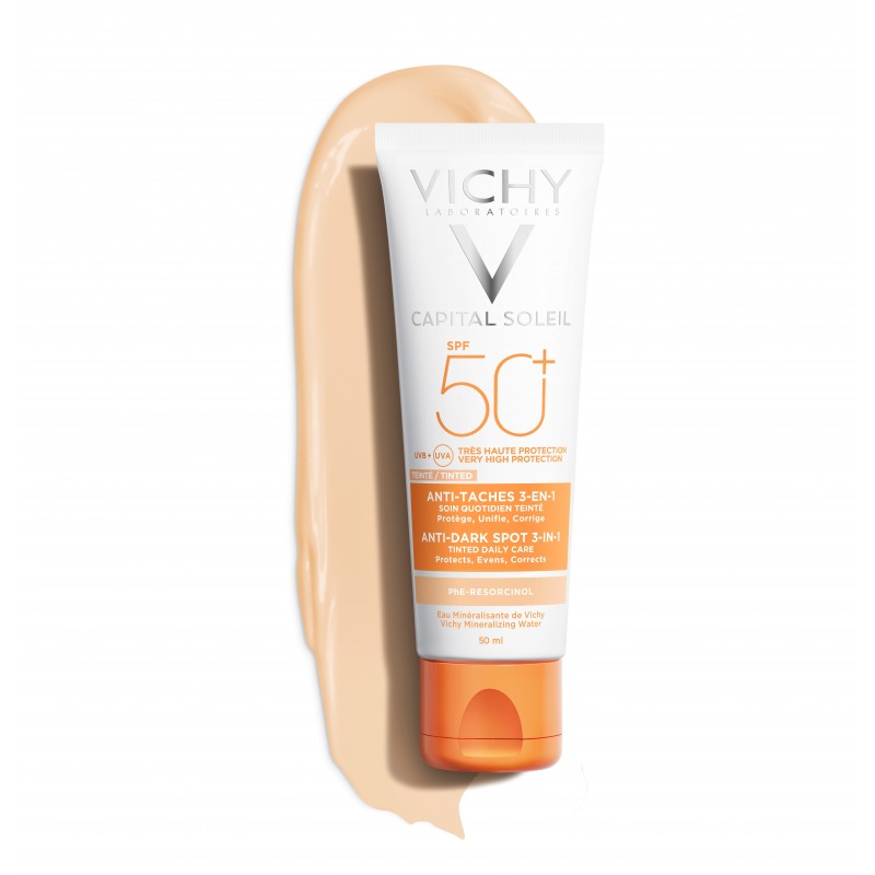 Vichy Capital Soleil Soin Anti Taches Teinté 3en1 Spf50 Tous Types De