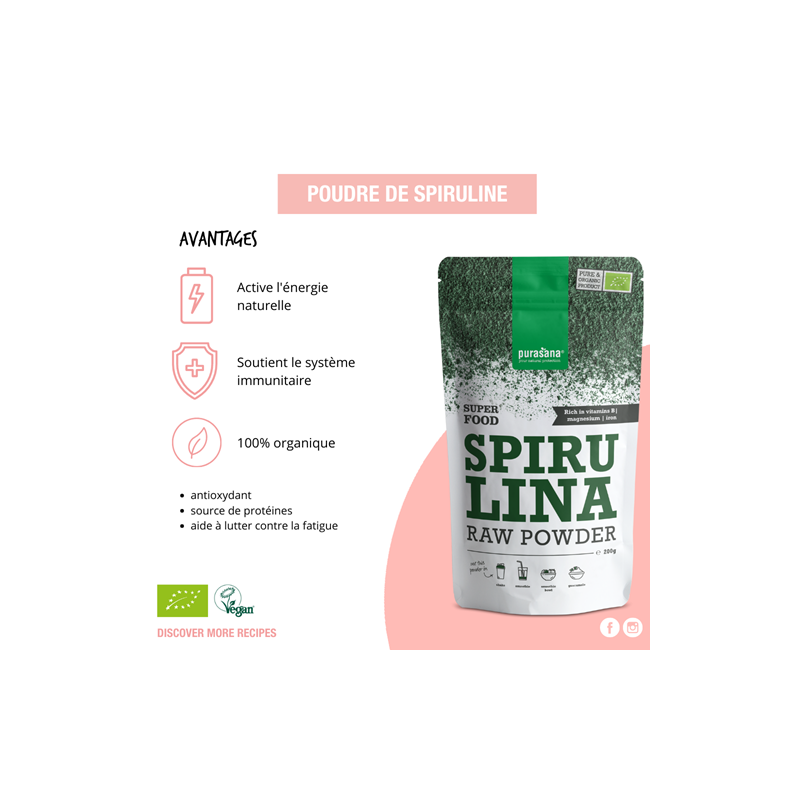 Acheter spiruline poudre ?  Purasana spiruline bio en poudre