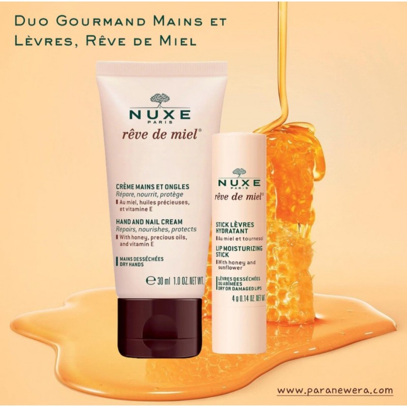 Nuxe Rêve de Miel Crème Mains et Ongles 30 ml + Stick Lèvres Hydratant 4 g